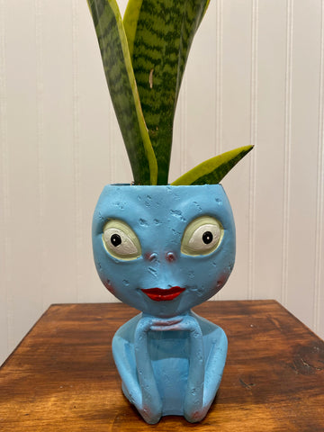 Blue Alien Flower Pot