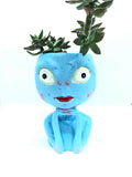 Blue Alien Flower Pot